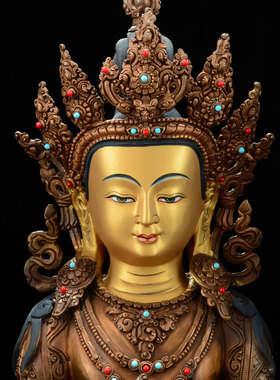 闯隆精工15寸红铜雕像装饰品摆件