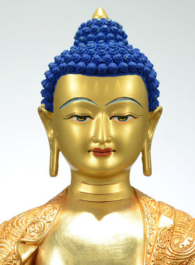 闯隆7寸阿弥陀佛鎏金铜像摆件