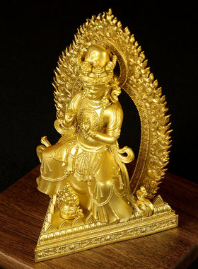 闯隆精工铜制鎏金扎基拉姆摆件