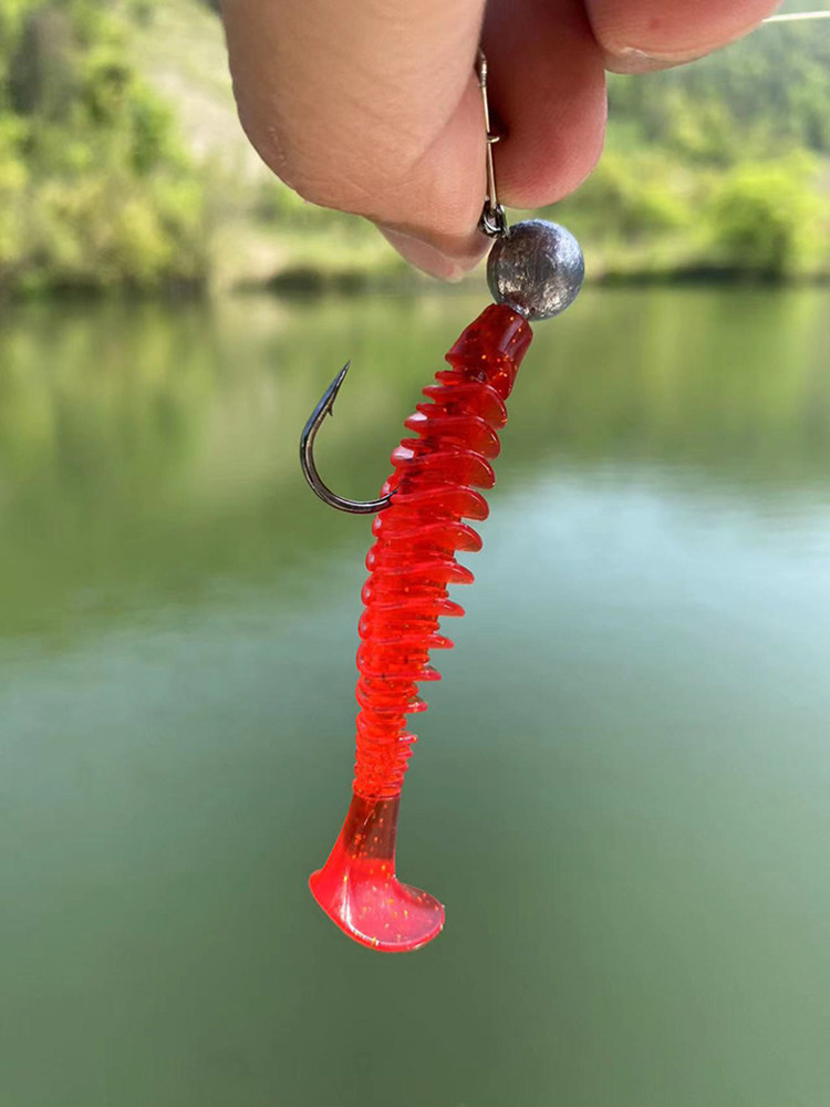 反向螺纹螺旋t尾软饵软虫铅头钩钓浮水鲈鱼鳜鱼桂鱼路亚假饵鱼饵_虎窝淘