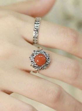 S925纯银时尚国潮风南红玛瑙