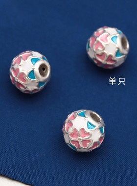配件999足银滴胶小花葫芦配饰复古素银3D硬银DIY手工材料