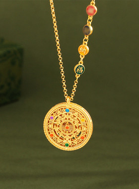 925银罗盘项链女锁骨链女轻奢高级感2025链子国潮风配饰