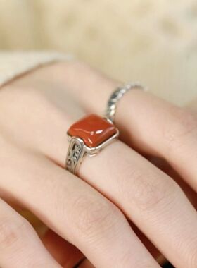 S925银国潮中式南红玛瑙