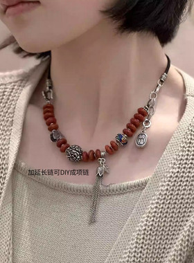 925银玛瑙蝴蝶手串复古风复古手链女新中式美拉德首饰小众设计