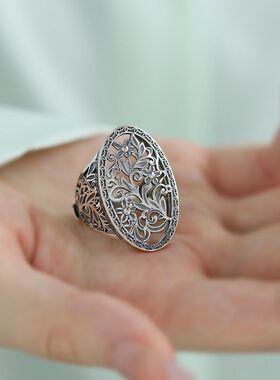 戒指女925纯银复古国风