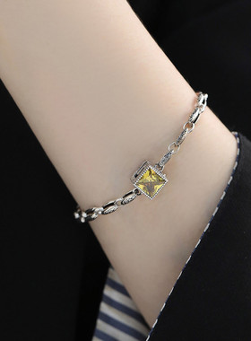925银方糖手链女中性风手环潮流港风高级感小众设计手环