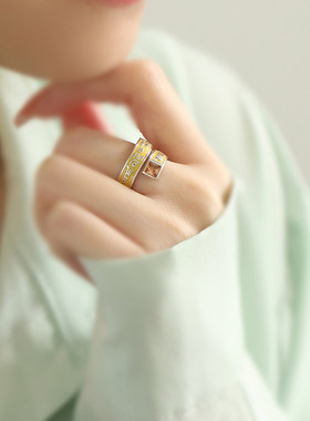 S925纯银合成立方氧化锆圆形戒指