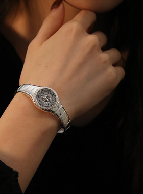 925银复古人像手表样式开口手镯女轻奢高级感实心镯子民族风饰品