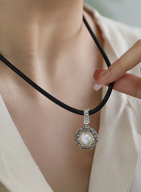 925纯银国风花朵吊坠项链女