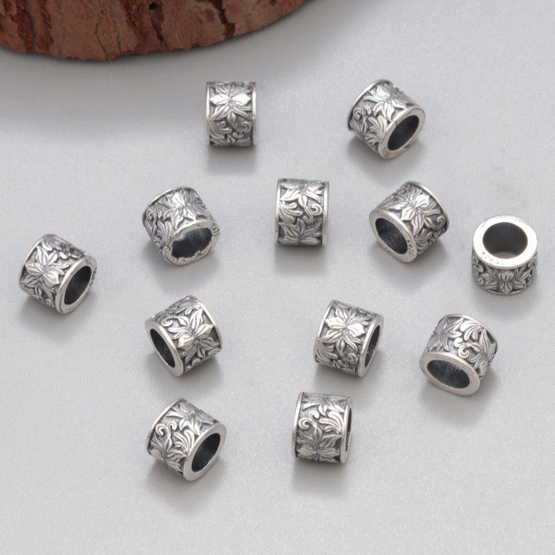 925银复古小花圆形隔珠配珠手工DIY配件手串编绳散珠配饰,淘宝优惠券,粉丝福利购,淘宝优惠卷