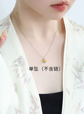 925银玉髓狐狸吊坠挂件时尚复古小众设计简约百搭新中式饰品