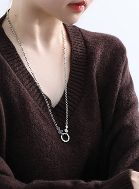 925银如意项链女中性风锁骨链女轻奢高级感小众设计链子毛衣链