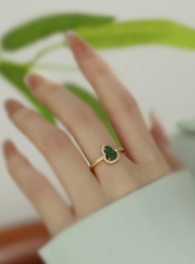 925银A货翡翠碧绿葫芦戒指时尚百搭通勤简约轻奢高级感食指戒