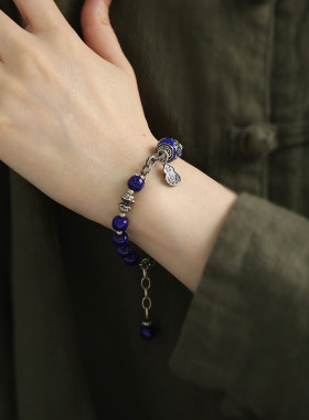 925银葫芦青金石珠珠手链女2025国风新中式复古小众百搭手环饰品