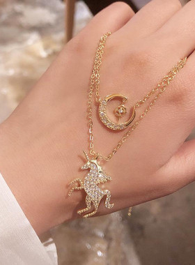 925银独角兽通勤风项链锁骨链女轻奢高级感小众设计链子毛衣链