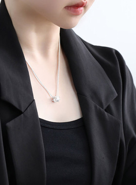 925银皇冠项链女中性风锁骨链女轻奢高级感小众设计链子毛衣链