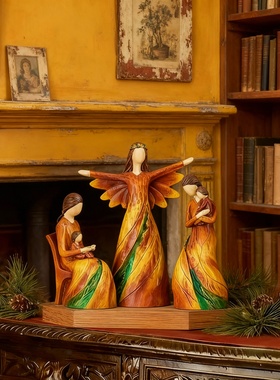 欧式天使树脂摆件客厅教堂风