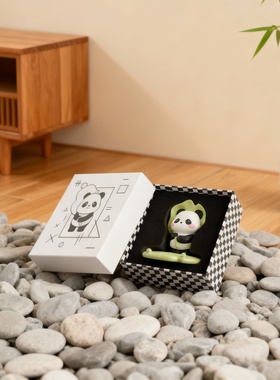 可爱熊猫磁吸隐形眼镜盒