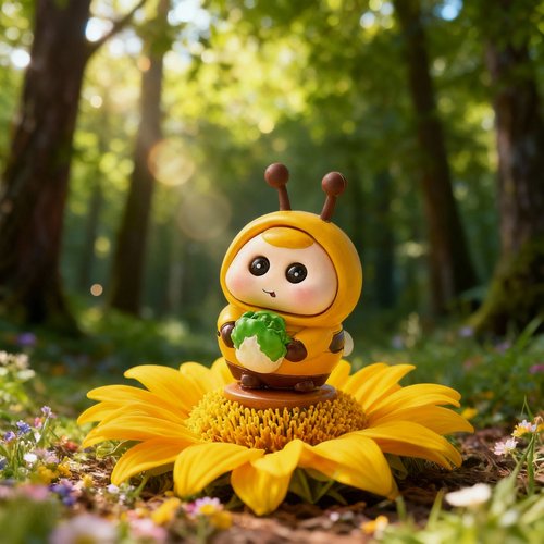 卡通蜜蜂毛绒挂件可爱花朵桌面摆件DIY手工潮玩装饰 - 图2