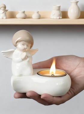 陶瓷天使烛台摆件氛围灯