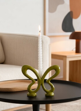 创意蝴蝶造型绿色陶瓷桌面摆件