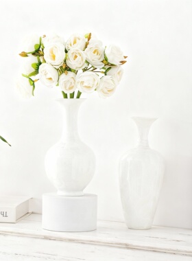 现代简约轻奢白色陶瓷花瓶摆件