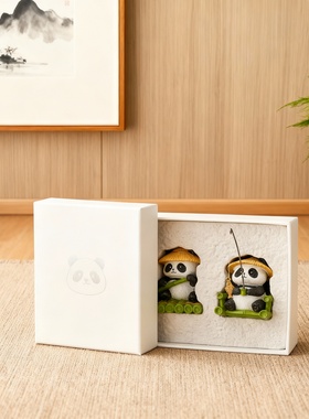 呆萌熊猫摆件装饰礼盒装