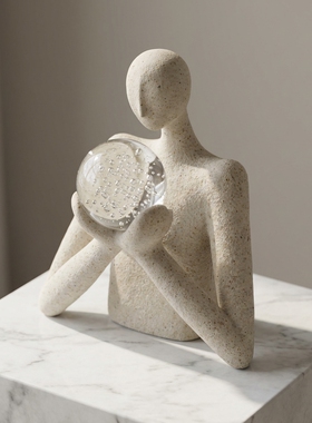 现代简约抽象人物石材雕塑摆件