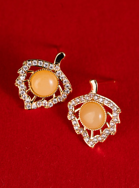 新疆文博馆天然金丝玉胡杨系列耳钉项链永恒守护送女朋友生日礼物