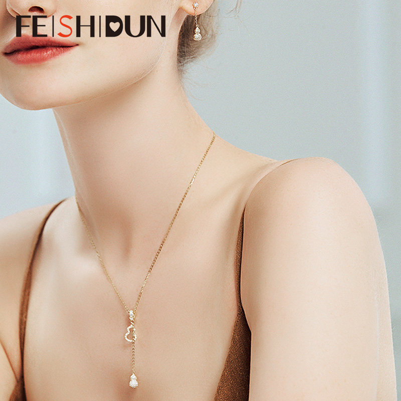 葫芦女镂空潮ins简约纯银锁骨链 妃诗顿项链