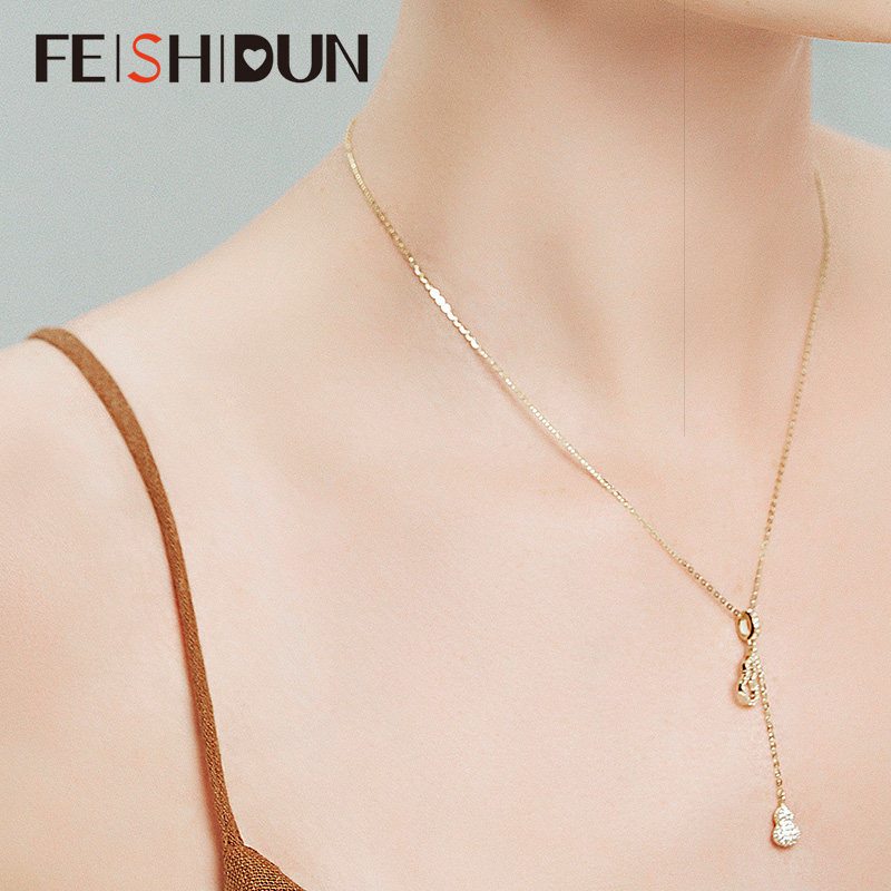 葫芦女镂空潮ins简约纯银锁骨链 妃诗顿项链