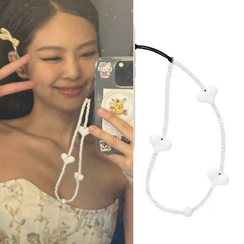 String金智妮Lisa同款爱心形手机链条防丢手腕挂绳ccd挂件高品质 - 图3