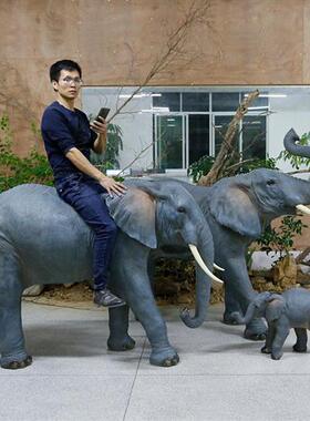 仿真非洲大象雕塑玻璃钢动物模型摆件户外游乐场园林景观小品装饰