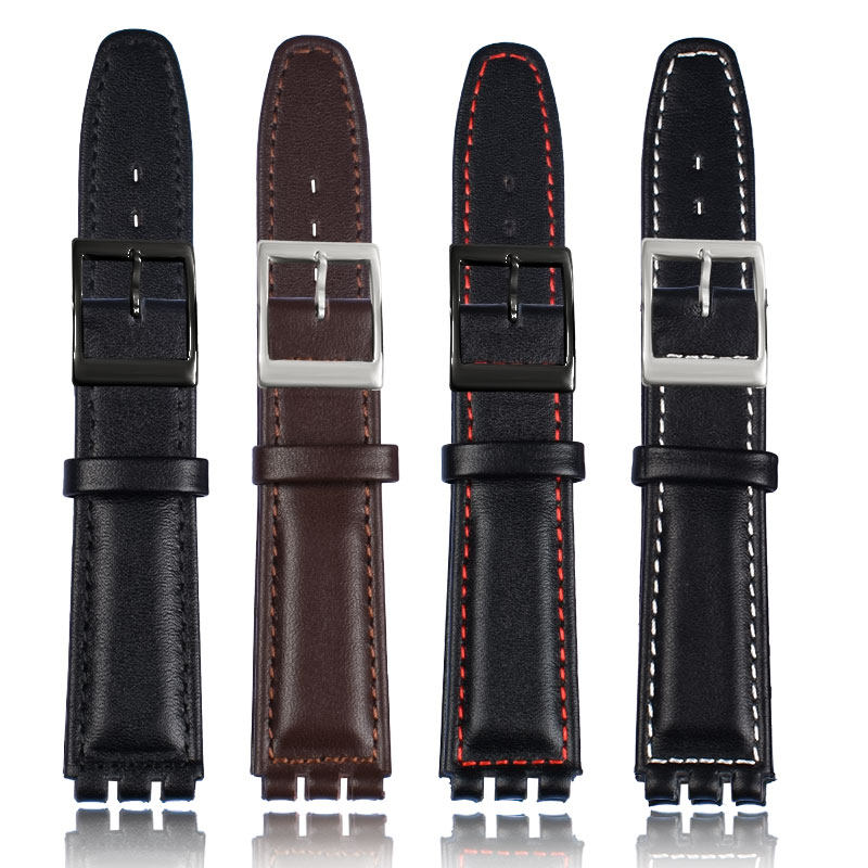 牛皮适配斯沃琪皮表链手表带 季娅唯配件