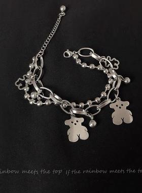 小熊手链女款ins不掉色小