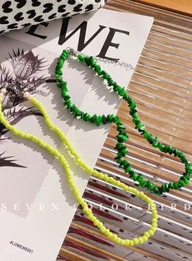 夏季绿色串珠项链女设计