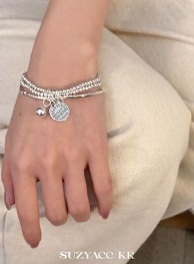 三层圆牌女小众ins韩系叠戴手链