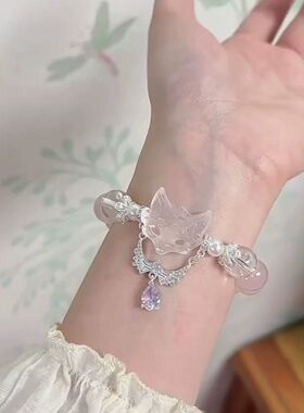 古风高颜值粉色串珠手链