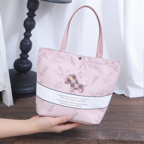 尚盈粉色小马印花上班包包女大容量防水手提包拉链款时尚包袋通用 - 图3