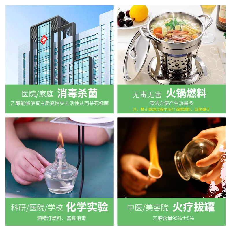 95度医用酒精500ml消毒液免洗杀菌火疗拔罐95%燃料酒精美甲清洁用 - 图2