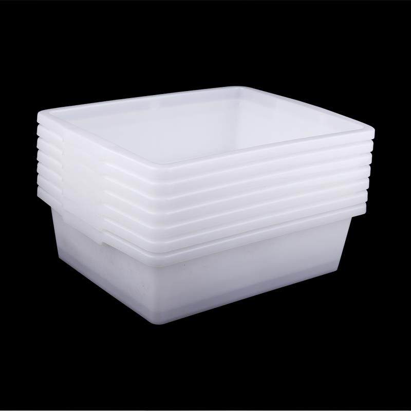 塑料筐长方形白色盒子厨房食品级收纳筐框子商用菜品展示保鲜盒 - 图1
