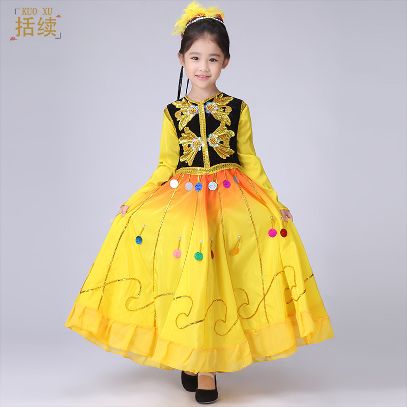 儿童新疆女童维吾尔族舞台舞蹈服 括续民族服装/舞台装