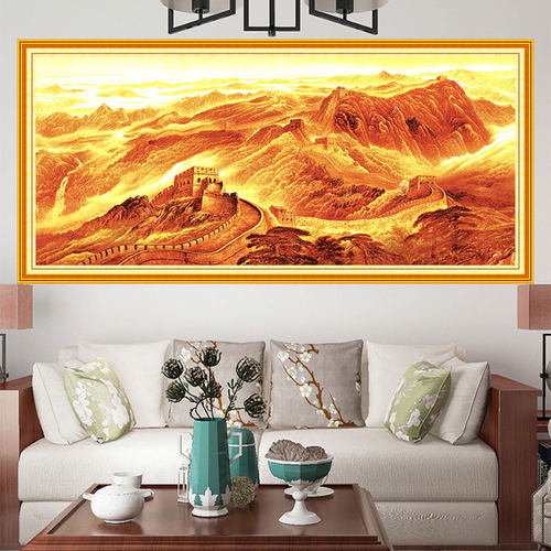 万里长城靠山图壁画中式客厅沙发背景墙装饰画2023新款自粘山水画 - 图0