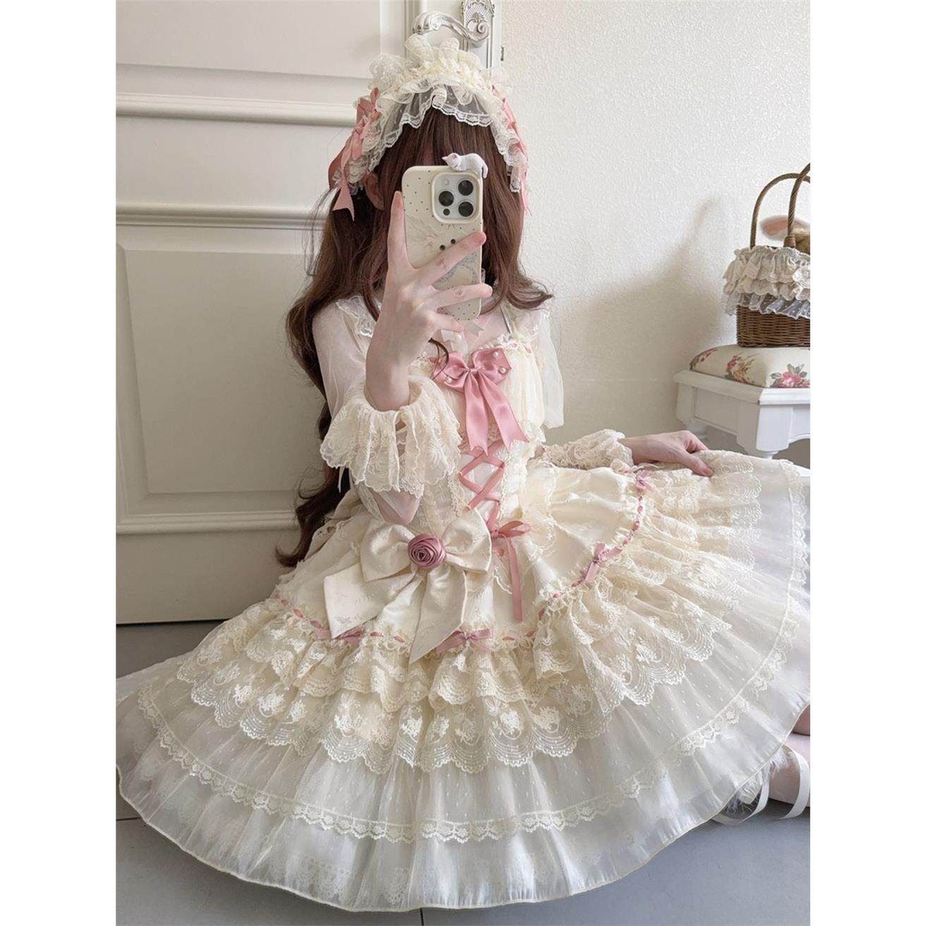 白茶少女~原创设计Lolita洋装芭蕾风jsk吊带连衣裙女,淘宝优惠券,粉丝福利购,淘宝优惠卷