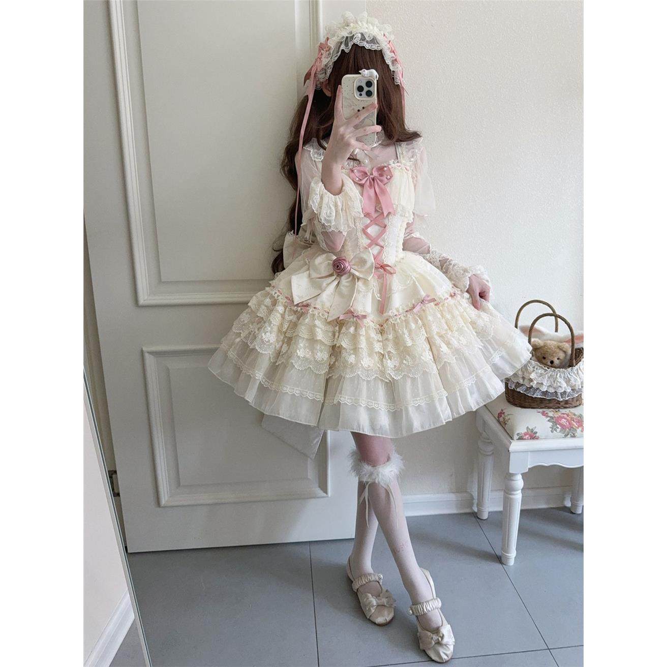 白茶少女~原创设计Lolita洋装芭蕾风jsk吊带连衣裙女,淘宝优惠券,粉丝福利购,淘宝优惠卷