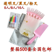 Cake Cutlery Suit Disposable Cake Knife Fork BIRTHDAY CAKE KNIFE FORK TRAY CANDLE COMBINATION