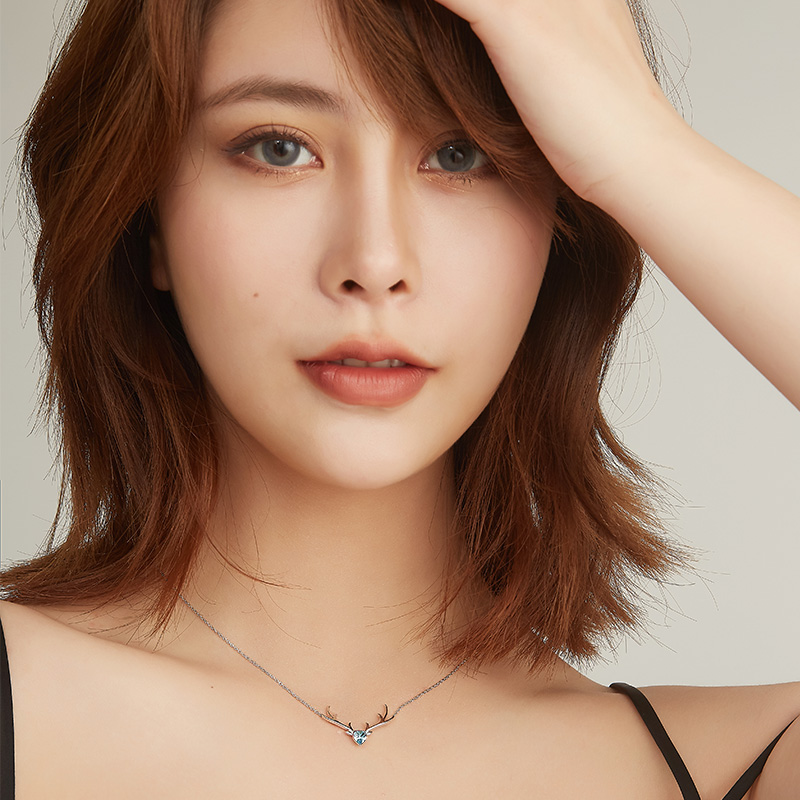 礼物送女友新款一路鹿有你项链女纯银吊坠锁骨简约潮网红首饰 520 礼物送女友新款一路鹿有你项链女纯银吊坠锁骨简约潮网红首饰 520