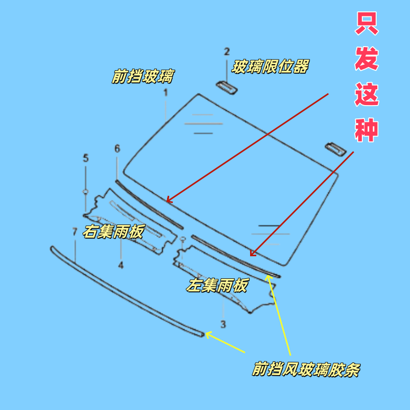 江铃驭胜S350域虎全系原装前挡风玻璃防水胶条密封条集雨板胶条 - 图0