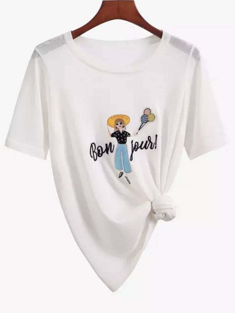 阿玛施旗舰店2020新款女夏装针织衫 范芙熙T恤